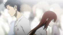 Kurisu and Okabe brush past each other before they finally reunite.