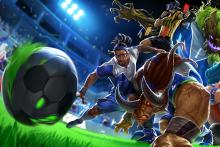 Lucian, Allistar, and other soccer skin characters.