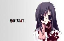 This wallpaper shows Kotonoha covered in blood, the quote is a reference to the series finale.