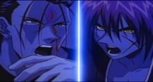 Kenshin is forced to unleash his other persona in order to match Saito’s strength.