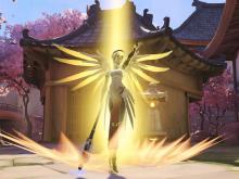 Mercy using her most famous ability, which brings a player from her team back to life.