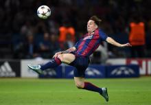 Lionel Messi skillfully brings traps the ball