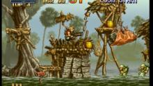 Two enemy soldiers in Metal Slug about to face death from above.