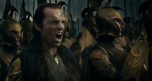 Elrond commanding the Elvish forces in the last stand against Sauron