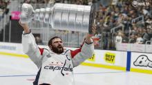 Alex Ovechkin raising his first Stanley Cup