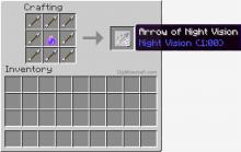 A visual guide for crafting arrows of night vision.
