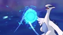 Lugia fights the player and uses it's signature move Aeroblast