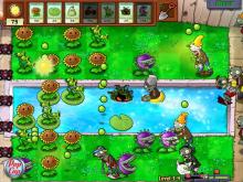 A well-stacked garden in Plants vs Zombies.
