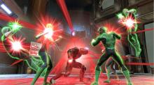 A Red Lantern Destroys the Attacking Green Lanterns