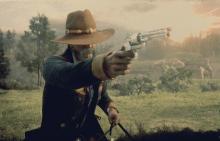 A player lets loose with the under-barrel shotgun on their Lemat Revolver.