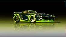 A lime themed black Dominus showing off its Chakram wheels