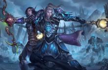 Two Blood Elves fighting against the Lich King's undead creatures!
