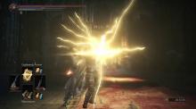The player using the power of lightning to destroy his foes