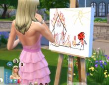 Likewise, an angry Sim will paint a burning house