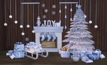 The icy blue version of Christmas Day items, for a more modern winterfest look. [Image via soloriya]