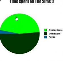 A graph of how time is spent on sims 3.