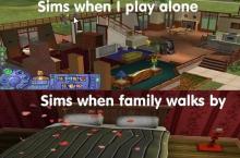 a sims version to watching moving alone vs with family.