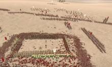 Spartans are greatly outnumbered, but hold their ground against waves of Roman troops.