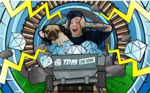 An exciting image of Dan and his pug on tour