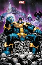 Thanos sitting with skulls