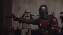 When Stormtroopers raise their guns against him, Din's up for the challenge.