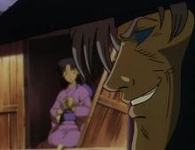 In order to get the chance to fight Kenshin, he kidnaps Kaoru.