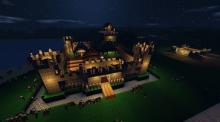 Huge castle after dark