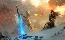 At the end of her rope, the holy knight gleams the frozen blade of legends