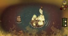 Willow on her burning raft in the Ocean (pro tip: don't place a campfire on your raft)