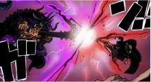 Luffy's powerful flip-flop against Kaido
