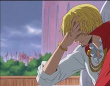 Sanji cannot contain himself as he listens to Luffy.