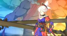 Musashi calls on a little divine aid while unleashing her most powerful attacks
