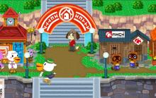 A beautiful shot of Main Street in our Animal Crossing town with our favorite NPC characters.