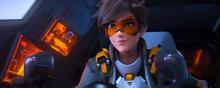 Tracer piloting the ship in the Overwatch 2 reveal