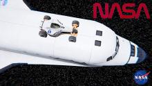 A skin inspired by the NASA space shuttle, on top of a space shuttle