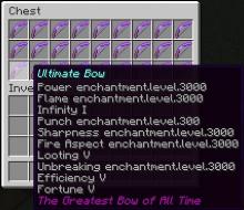 Here is a bow with insane enchantments given through commands. 