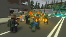 Line up zombies in Unturned and spray them with fire.
