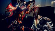 A Warframe executes an unwitting Grineer with the Galatine
