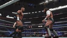 Triple H facing off against Daniel Bryan from 2K Showcase Mode