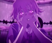 The female lead of Future Diary, looking like her plan is falling into place.