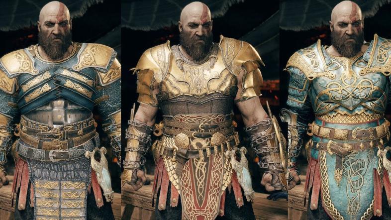 Kratos with different armor sets