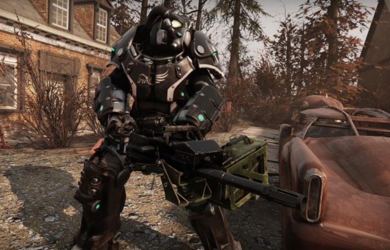 Power armor holding heavy weapon