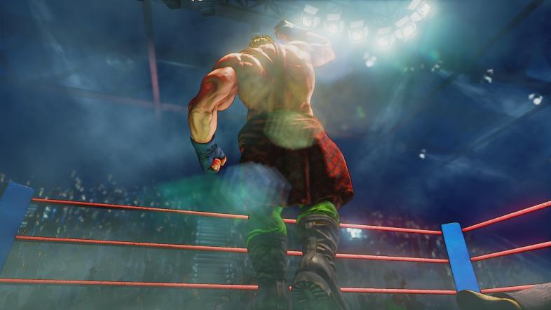 Alex celebrates a victory in Street Fighter V's "A Shadow Falls" story mode.