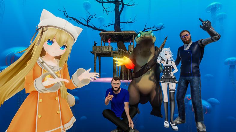 VRChat players taking a silly little picture with each other