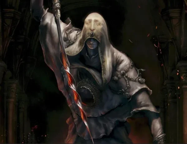 Elden Ring statue knight with twisted blade