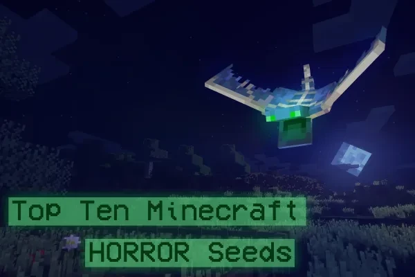 Top Ten Horror Seeds Thumbnail of a phantom from Minecraft over a night sky