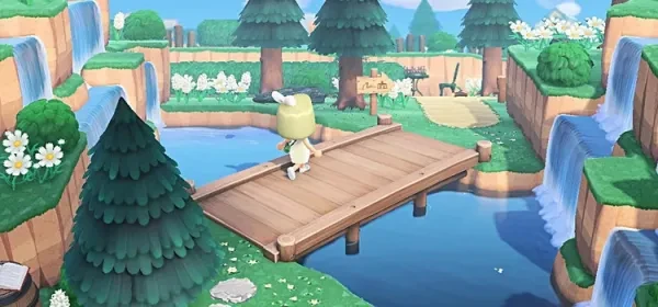 A diagonal bridge in Animal Crossing: New Horizons bridge, animal crossing, animal crossing: new horizons
