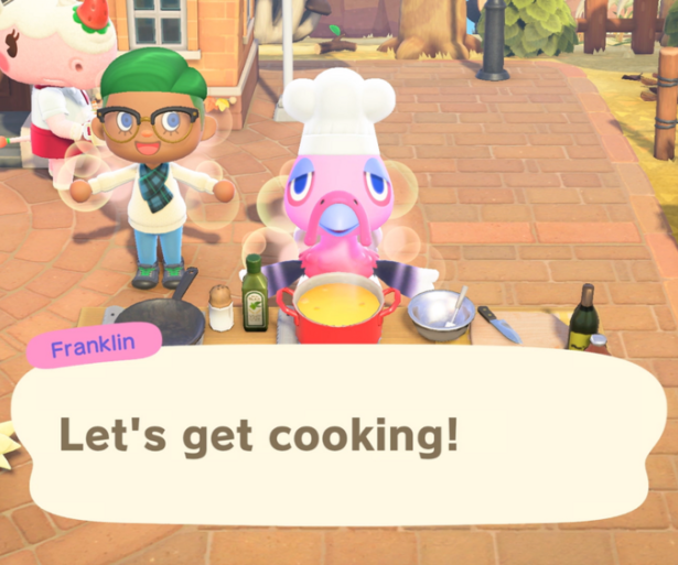 cooking, animal crossing new horizons, leif, animal crossing
