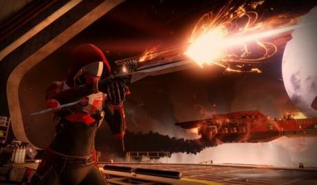 Destiny 2 player showing how to get Sunshot game gun and shooting it