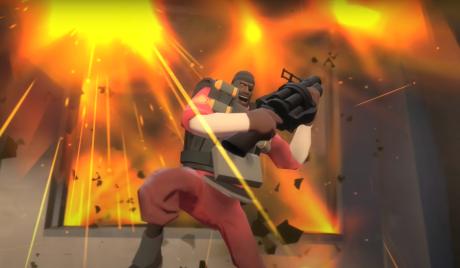 The Demoman narrowly escapes an explosion of his own doing